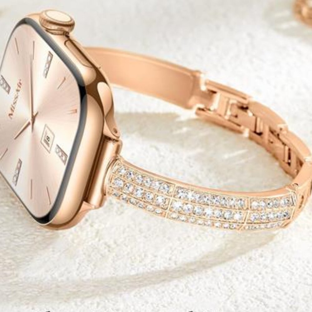 NEW Slim Rose Gold Diamond Fashion Luxury Apple Watch Band